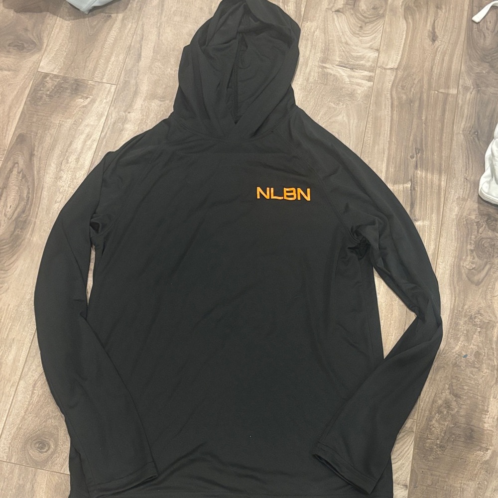 Long Sleeve Hooded Performance Tee - Black/Orange